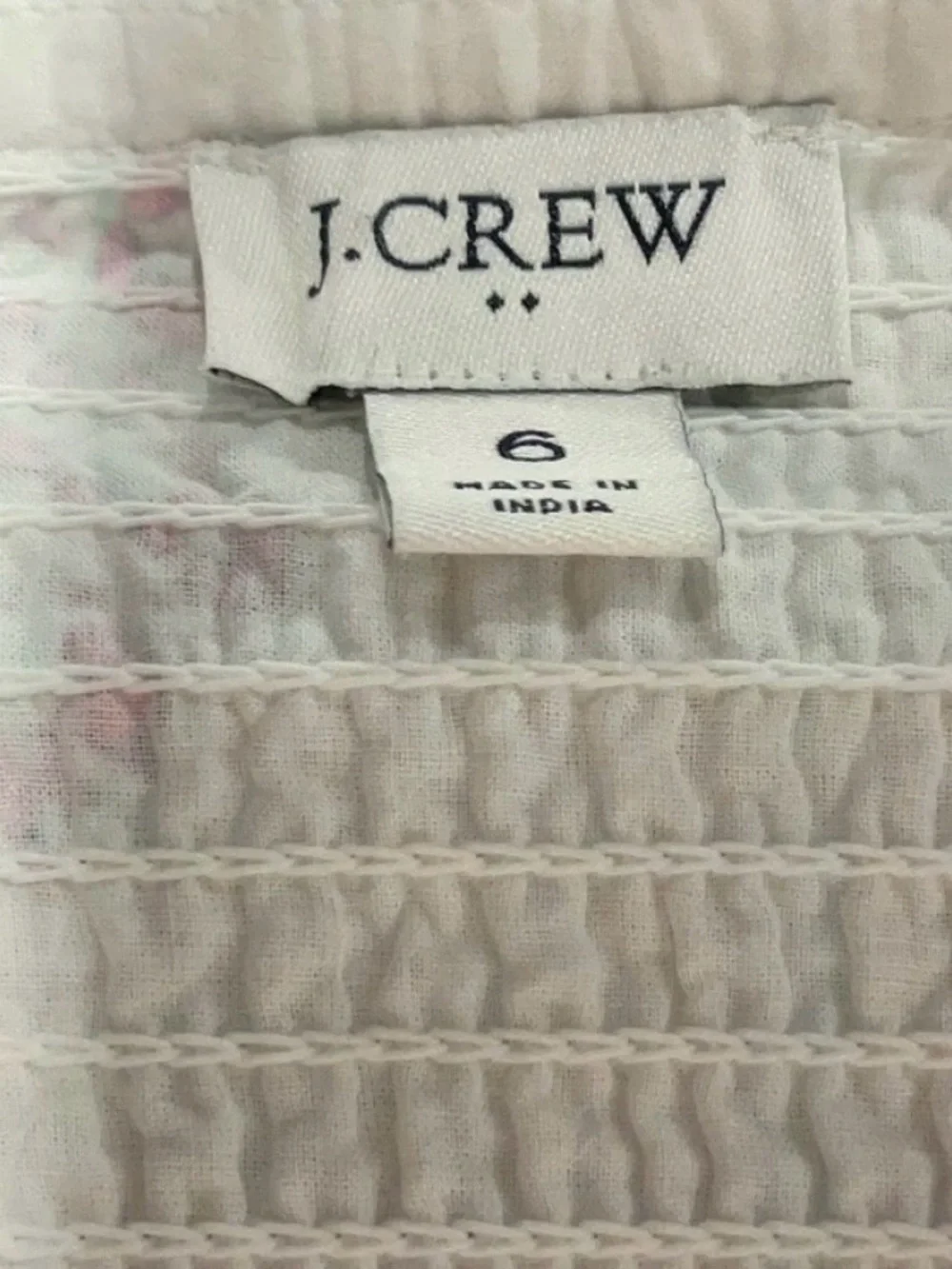 J. Crew White Maxi Dress with Pink Floral Trim